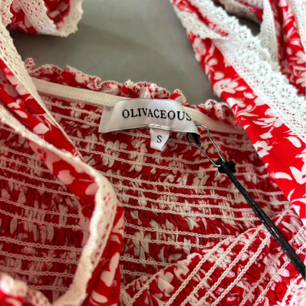 Olivaceous Red and White Floral Dress - Picture 3 of 3